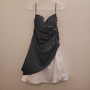 Onyx Nite Black and White Strapless Dress